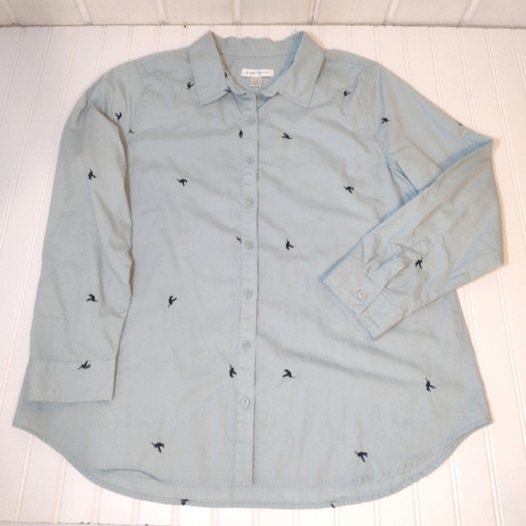 Christopher & Banks women's long sleeve navy hummingbird blouse size (XL) - Picture 12 of 12